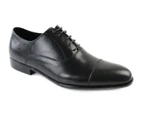 Zasel Danny Black Lace Up Dress Casual Work Everyday Mens Shoes Leather - Black