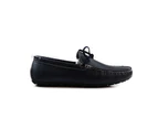 Zasel Anchor Boat Shoes Dark Blue Mens Casual Slip On Deck Grip Loafers Leather/Suede - Dark Blue