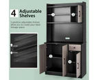 Giantex Kitchen Buffet Storage Cabinet 4-Door Freestanding Pantry w/ Drawer & Adjustable Shelves for Dining Room Living Room, Black