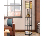 Artiss Floor Lamp 3 Tier Shelf Storage LED Light Stand Home Room Pattern Black