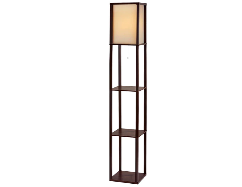 Artiss Floor Lamp 3 Tier Shelf Storage LED Light Stand Home Room Vintage Brown