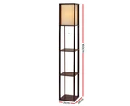 Artiss Floor Lamp 3 Tier Shelf Storage LED Light Stand Home Room Vintage Brown