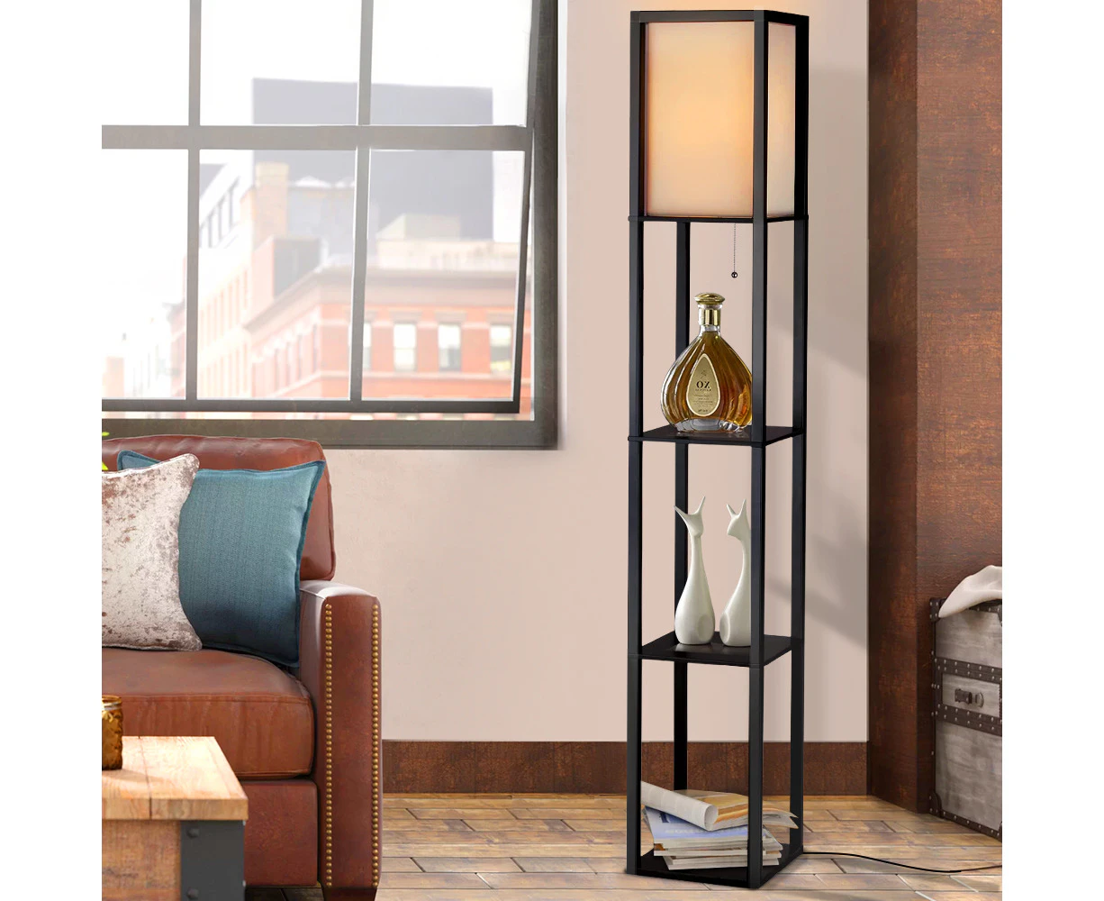 Artiss Floor Lamp 3 Tier Shelf Shelf Storage LED Light Stand Home Room Vintage Black