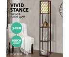 Artiss Floor Lamp 3 Tier Shelf Storage LED Light Stand Home Room Pattern Brown