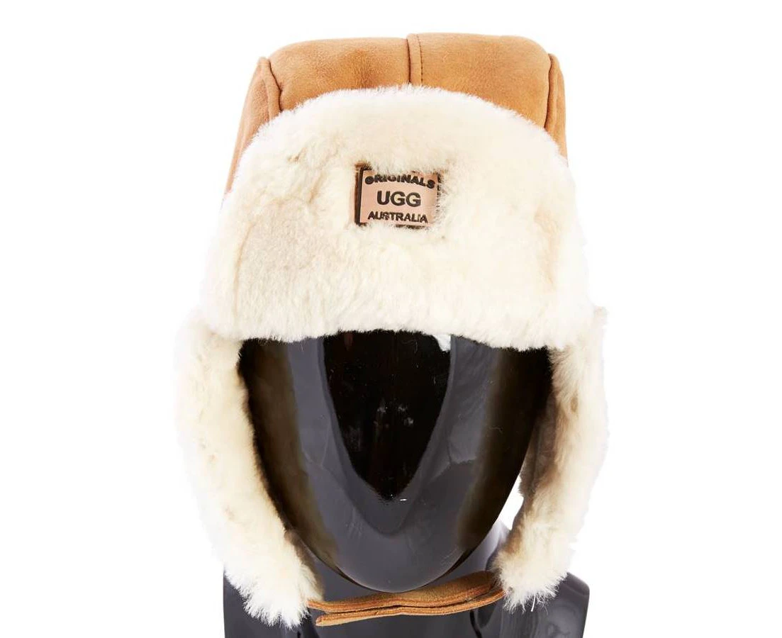 Original Ugg Australia Sheepskin Trapper Aviator Hat Chestnut