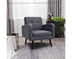Giantex Modern Upholstered Accent Armchair w/ Rubber Wood Legs Single Sofa Chair for Living Room Bedroom Office,Grey