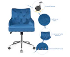 Giantex Tufted Velvet Home Office Chair Swivel Upholstered Armchair w/Wheels for Living Room Bedroom Study,Blue