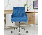 Giantex Tufted Velvet Home Office Chair Swivel Upholstered Armchair w/Wheels for Living Room Bedroom Study,Blue