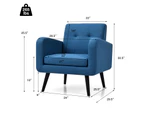 Giantex Modern Upholstered Accent Armchair w/ Rubber Wood Legs Single Sofa Chair for Living Room Bedroom Office,Blue
