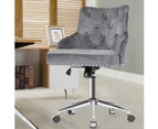 Giantex Upholstered Home Office Chair w/ Wheels Tufted Velvet Accent Armchair 360° Swivel for Living Room Bedroom Study,Grey