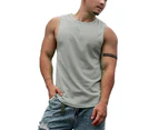 sunwoif Men's Fitness Sports Tank Gym Training Plain Sleeveless Vest Tops - Grey