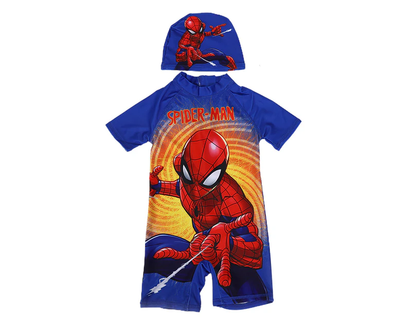 Children Boys One Piece Swimsuit Cartoon Print Swimwear - Spiderman