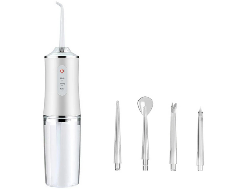 Electric Cordless Water Flosser with Four Nozzles White