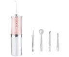 Electric Cordless Water Flosser with Four Nozzles Pink