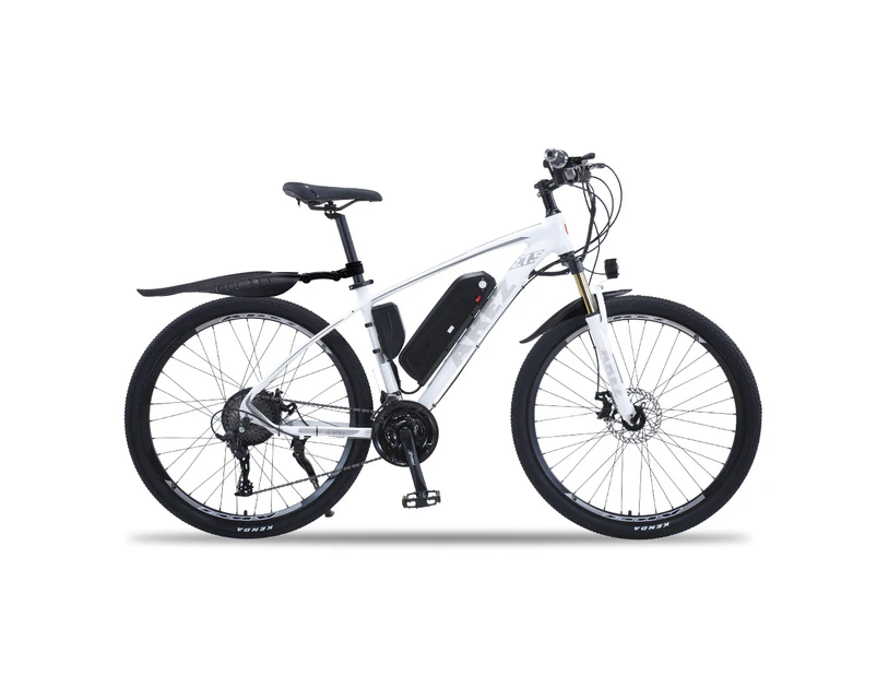 AKEZ 500W 48V 13Ah Electric Bike eBike Mountain Motorized Bicycle 27.5" w/ Battery - White