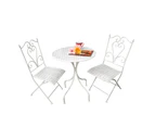 Garden,Patio Set,3 piece,Balcony,Metal,Cream,Table,Chairs