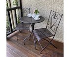 Garden,Patio Set,3 piece,Balcony,Metal,Brown,Table,Chairs