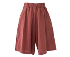 sunwoif Women's Casual Baggy Bermuda Shorts Summer Beach Sports Short Pants - Brick Red