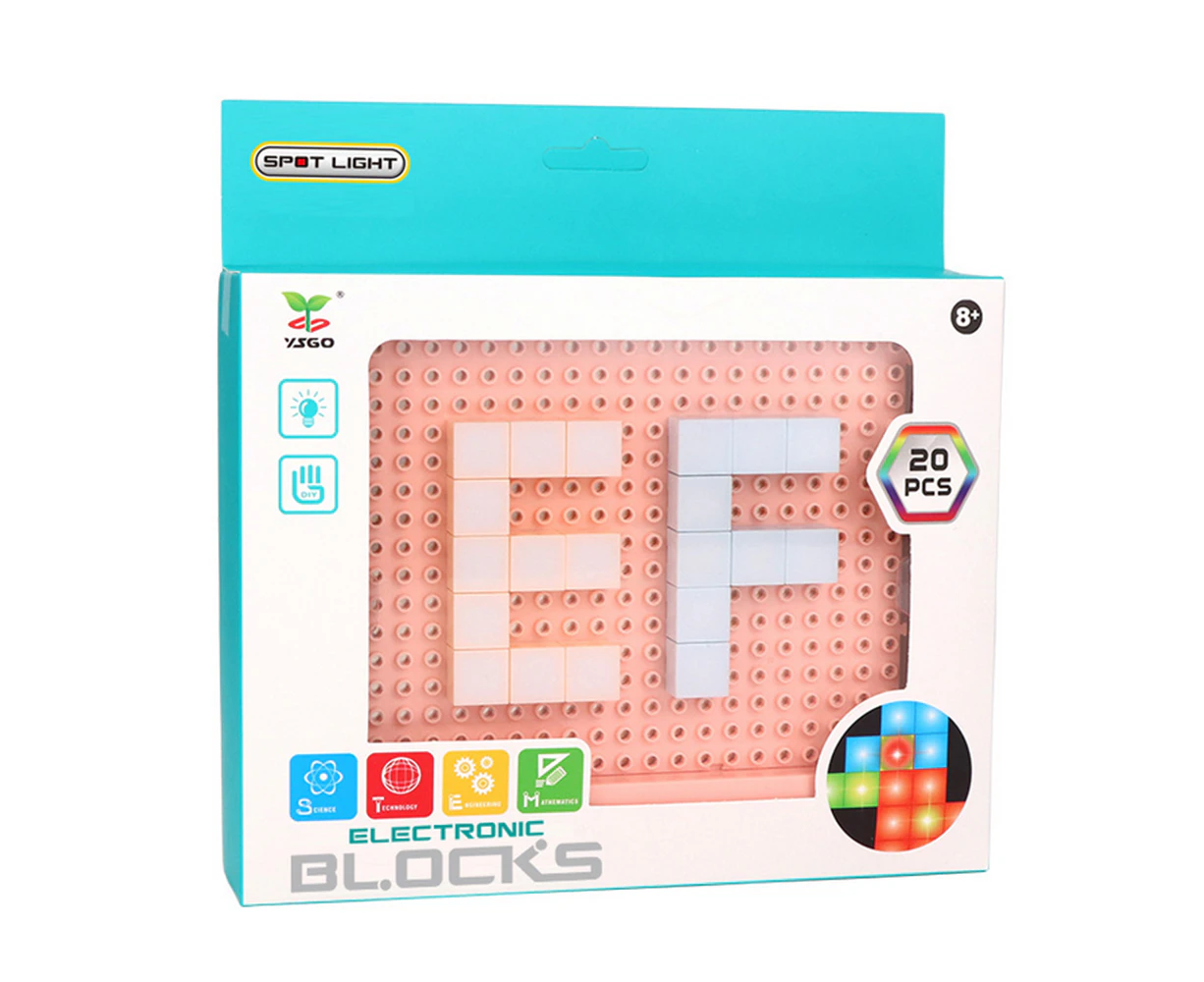 20pcs Diy Electonic Building Block Led Flashing Light Multi-Creative Assembling Flashing Light Electronic Puzzle Science Early Education Children Kids Toy