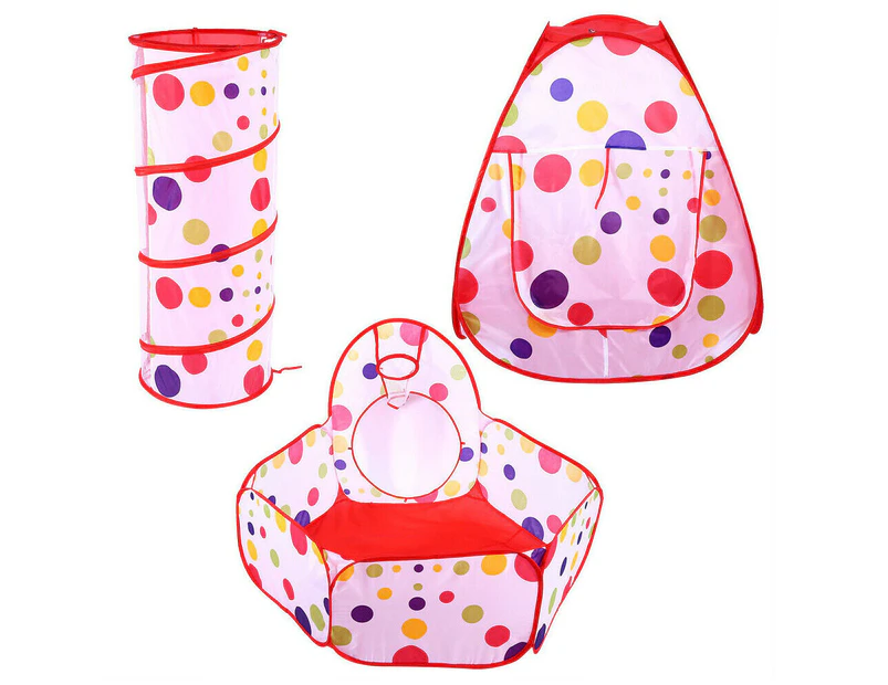 3 in 1 Foldable Children Kids Baby Crawl Play Tunnel Ball Pit Pool Pop Up Tent Playhouse Indoor Outdoor Toy Set Gift