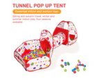 3 in 1 Foldable Children Kids Baby Crawl Play Tunnel Ball Pit Pool Pop Up Tent Playhouse Indoor Outdoor Toy Set Gift