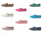 3 X Womens Zapatillas Canvas Shoes Slip On Flats Loafers Assorted Colours Sale - Assorted 3 Pair Pack