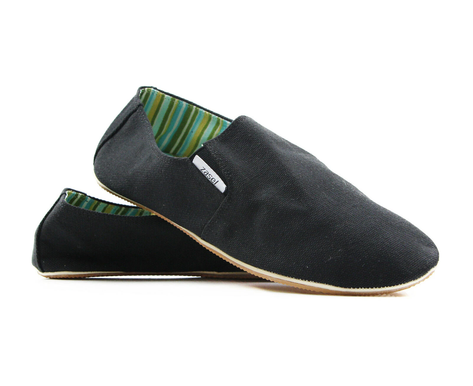 Zasel Mens Cotton Canvas Shoes - Black Cotton - Black