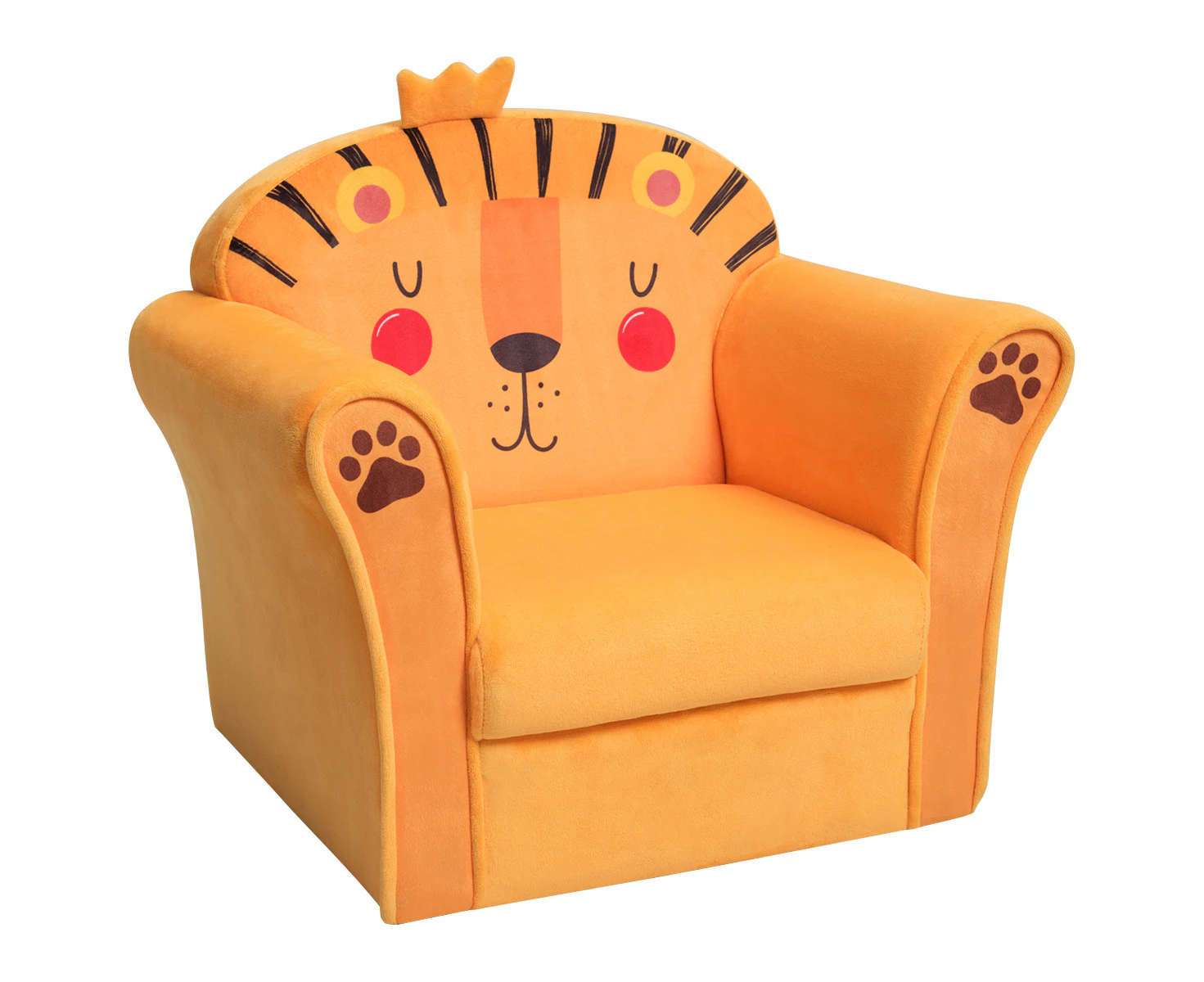 Giantex Kids Sofa w/ Lion Pattern Children Armchair with Wooden Frame & Non-slip Feet Armrest Couch for Living Room Preschool,Orange