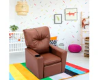 Giantex Kids Recliner Children Sofa with Armrest & High Backrest Upholstered Armchair Coach for Living Room Bedroom,Brown
