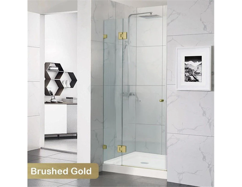 1115*2000mm Wall to Wall Hinge and Door Panel Brushed Gold Fittings Frameless Shower Screen