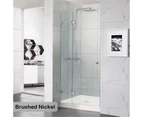 860*2000mm Wall to Wall Hinge and Door Panel Brushed Nickel Fittings Frameless Shower Screen