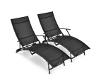 Costway 2x Outdoor Sun Lounge Recliner Folding Deck Chair Patio Chaise Adjustable Backrest Garden Beach Pool Yard