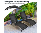 Costway 2x Outdoor Sun Lounge Recliner Folding Deck Chair Patio Chaise Adjustable Backrest Garden Beach Pool Yard