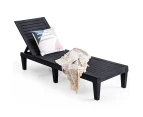 Costway Outdoor Sun Lounge Recliner Patio Chaise Beach Chair w/Adjustable Backrest Black