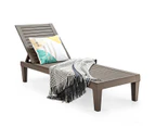 Costway Outdoor Sun Lounge Recliner Patio Chaise Beach Chair w/Adjustable Backrest Cafe