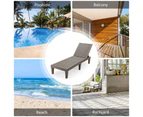 Costway Outdoor Sun Lounge Recliner Patio Chaise Beach Chair w/Adjustable Backrest Cafe