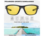 (Black-Gray/Yellow)Polarized Sports Sunglasses for Men Women UV Protection Sun Glasses for Driving Fishing Cycling