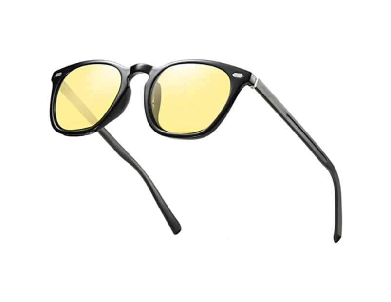 (Yellow)Unisex Polarized Sunglasses for Men Women Plastic Aluminum Frame Vintage Sun Glasses