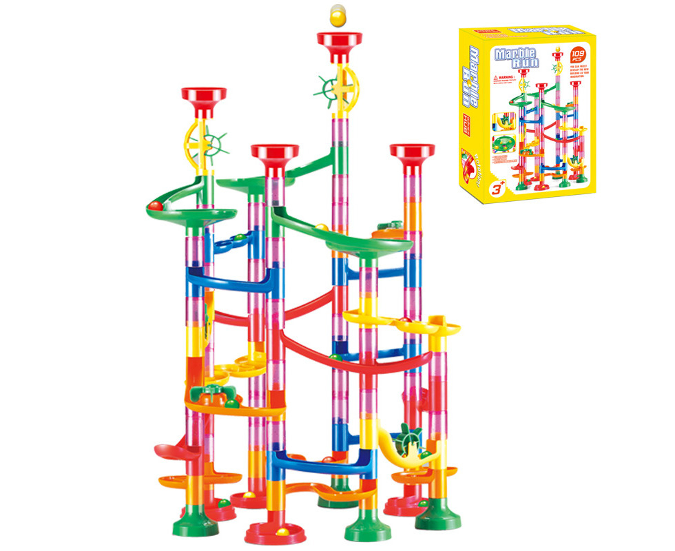 109PCS DIY Marble Run Game Race Pipeline Maze Ball Track Building Block ...