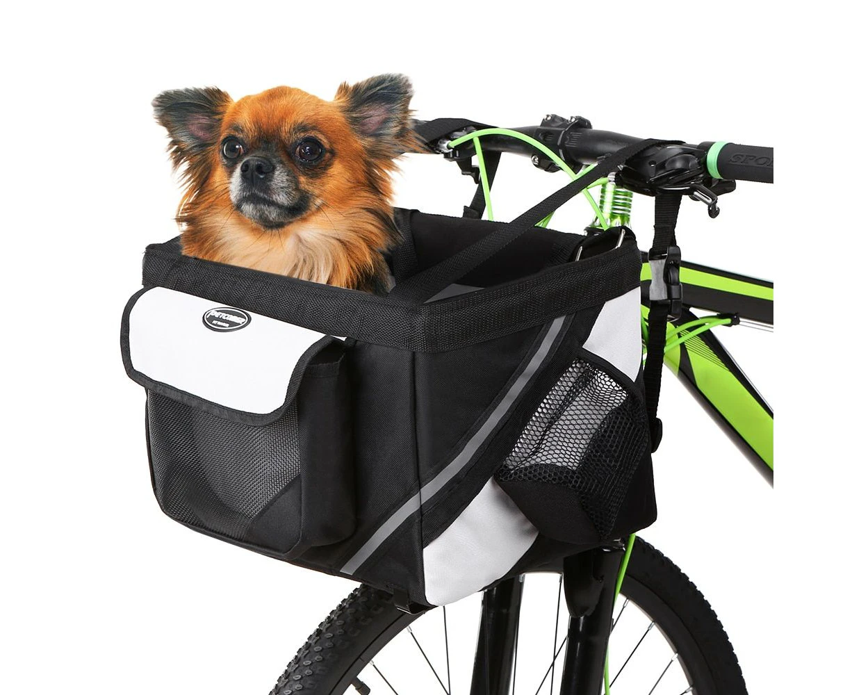 3 In 1 Pet Dog Puppy Cat Carrier Front Basket Folding Bag For Bicycle Bike - Black