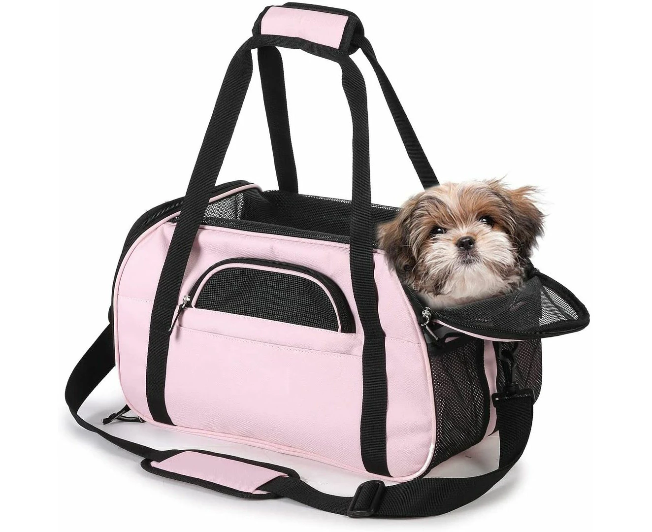 Soft-Sided Kennel Pet Carrier for Small Dogs, Cats, Puppy, Airline Approved Cat Carriers Dog Carrier Collapsible Travel Handbag Pink