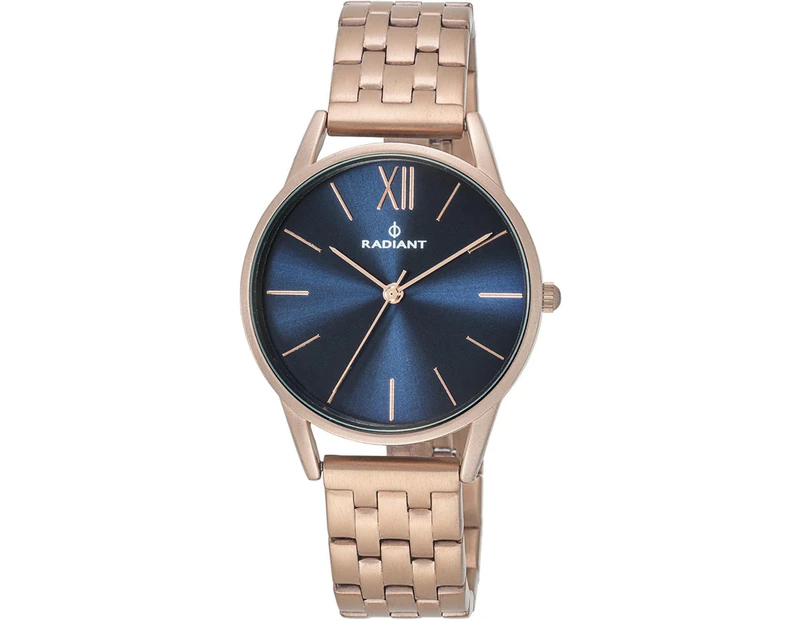 Radiant new fusion Women Analog Quartz Watch with Stainless Steel Gold Plated bracelet Blue