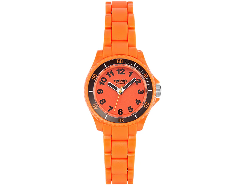 Trendy junior Childrens Analog Quartz Watch with Plastic bracelet Orange