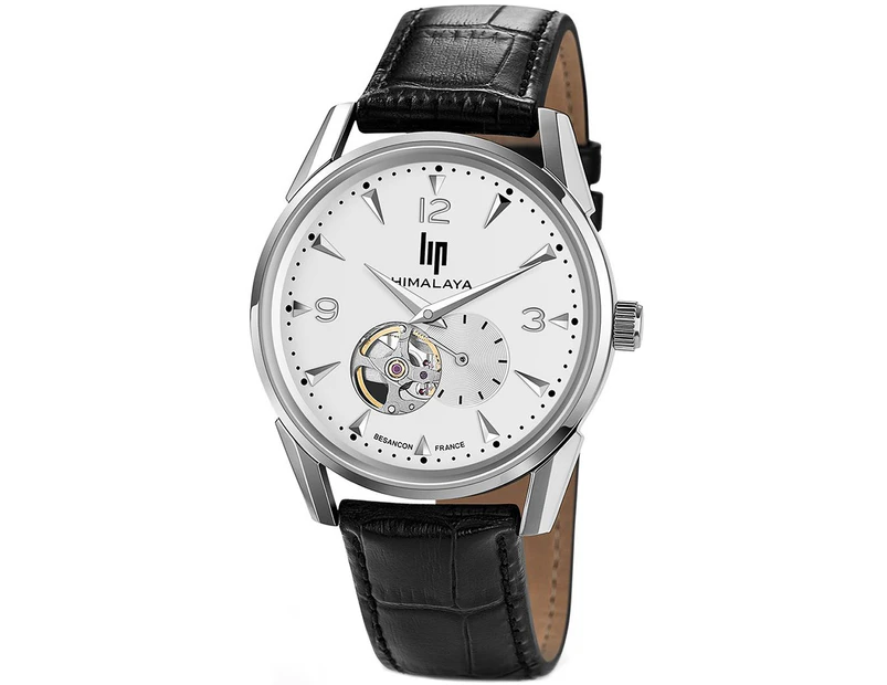 Lip himalaya 40 coeur battant Mens Analog Automatic Watch with Leather bracelet Silver