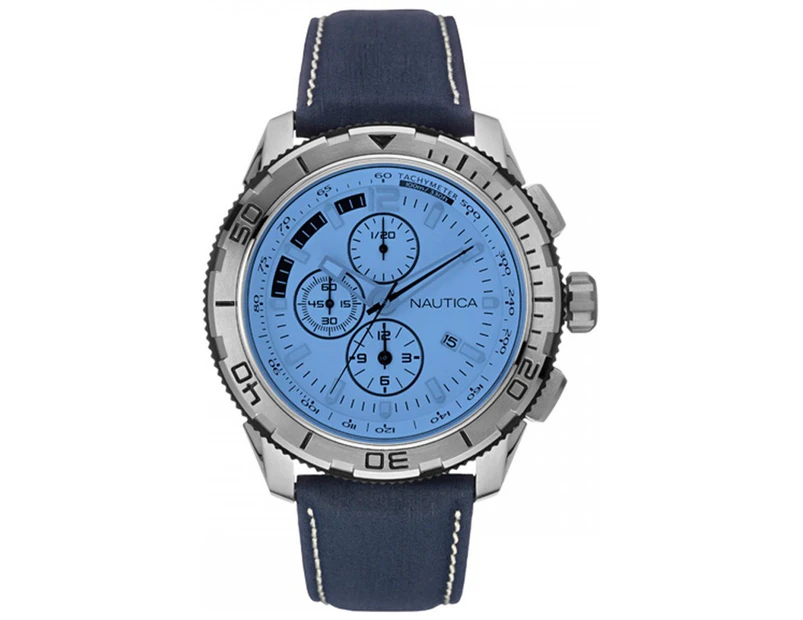 Nautica- nst 101 Mens Analog Japanese quartz Watch with Leather bracelet Blue