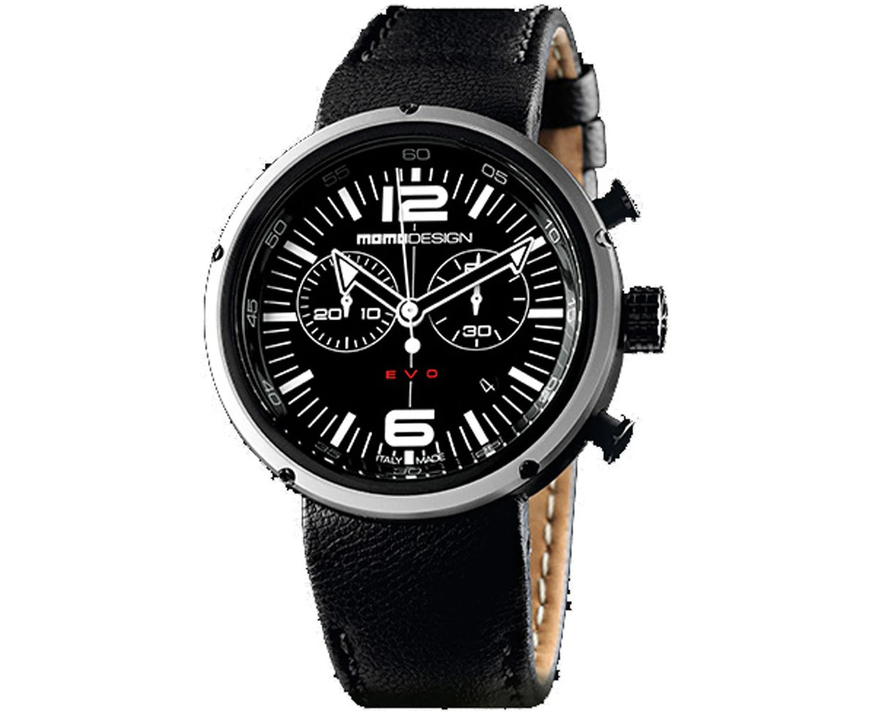 Evo crono Mens Analog Swiss quartz Watch with Lizard Leather bracelet Black