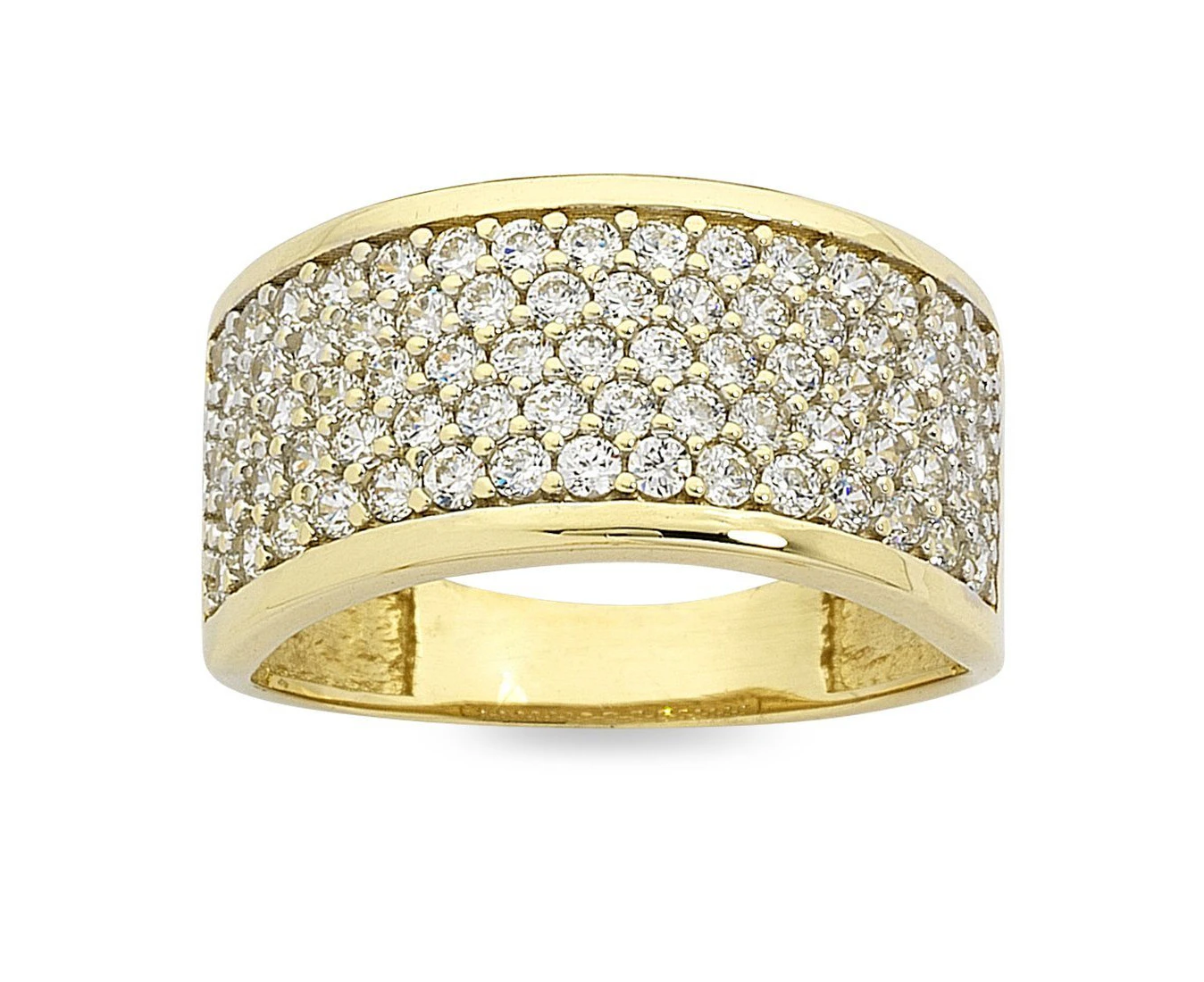 Bevilles 9ct Yellow Gold Cubic Zirconia Pave Ring