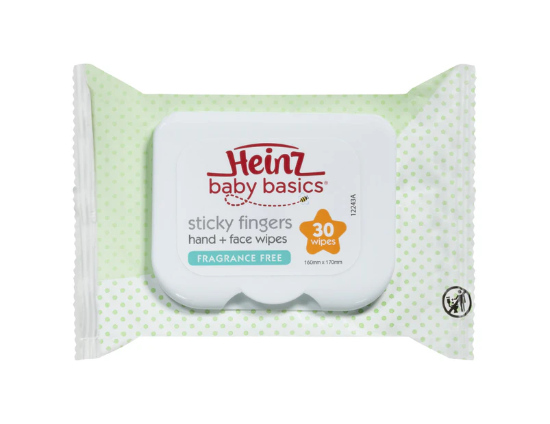 Heinz Sticky Fingers Fragrance Free Wipes 30 Pack