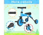 Costway 2-IN-1 Baby Balance Bike Toddler Tricycle Ride On Toys Kids Push Trike w/Detachable Pedals Children Gift, Blue
