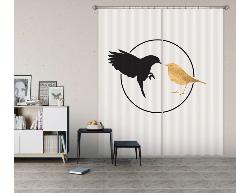 3D Black Bird 1079 Boris Draschoff Curtain Blockout Photo Curtain Printing Curtains Drapes Fabric Window
